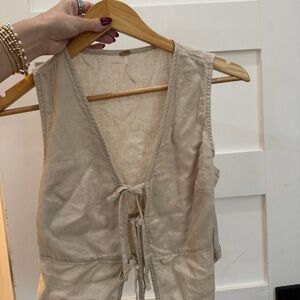 Free People Cream Tie-Front Vest